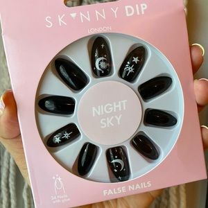 Black Press on Nails by Skinny Dip London Night Sky Mystical Moon and Stars NEW